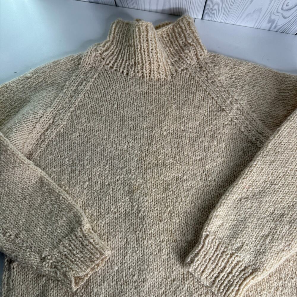 Vintage Slalom Ski Sweater Ivory Womens Turtleneck New Zealand Wool Small